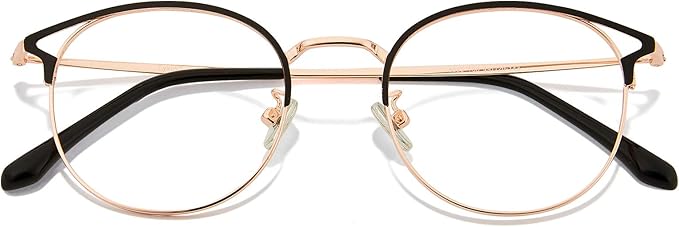 Cyxus Blue Light Glasses for Men and Women, Round Metal Frame Computer Eyeglasses for Office, Gaming, Reading 8090