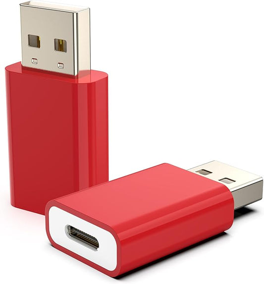 USB Male to USB-C Female Adapter Pack-2,Type-C to Type-A Charger Cable Converter for Apple Watch Series 10/9/8/7/SE/Ultra,MagSafe Charger,iPhone 16 15 14 13 12 Pro Max,Galaxy S25 S24 S23 S22