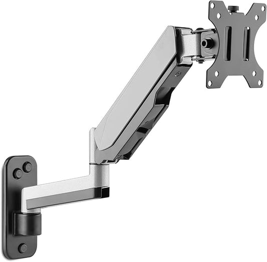 AVLT Single Extended 13"-32" Monitor Wall Mount fits Flat/Curved Computer Screen Full Motion Height Swivel Tilt Rotation Adjustable Arm - VESA/Cable Management