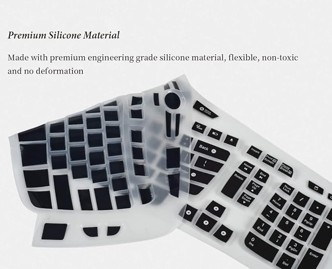 Keyboard Cover for Logitech K350 MK550 MK570 Wireless Wave Keyboard, Logitech K350 MK550 MK570 Wireless Keyboard Accessories Protective Skin -Black