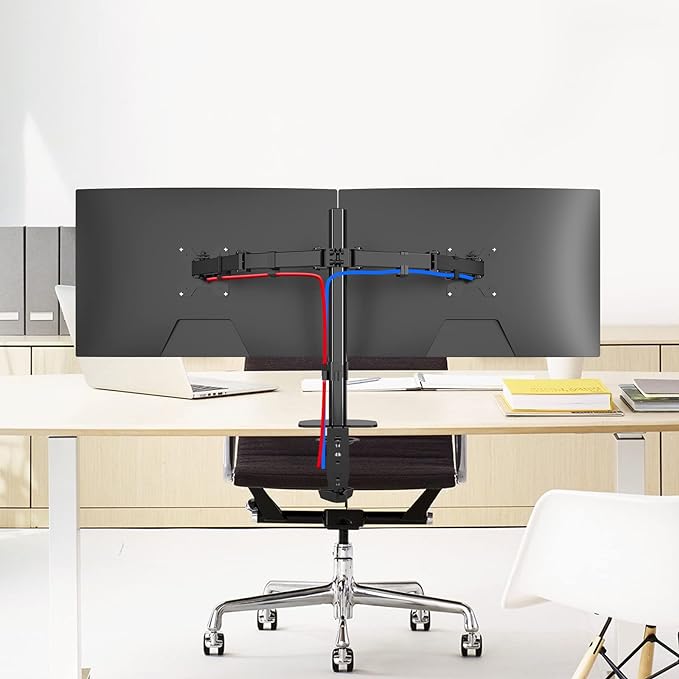 Pholiten Dual Monitor Stand,Heavy Duty Adjustable Monitor Desk Mount for 2 Screens up to 38Inches,Dual Monitor Arm with Height Adjustable Tilt Swive Rotate,Holds up to 22 lbs