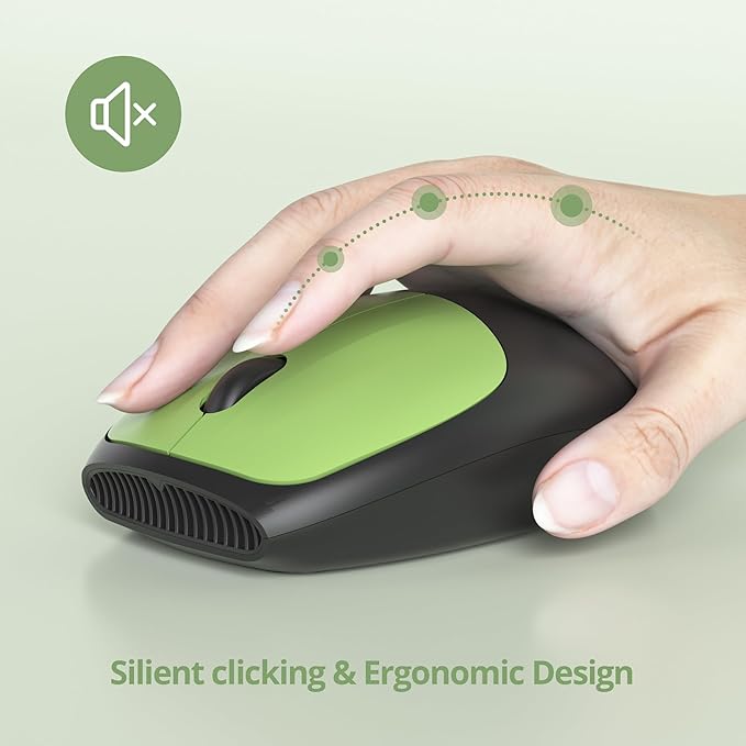 Surmen Dark Green Keyboard and Mouse Wireless Quiet, Full-Size Girly Cute Keyboard Mouse Retro Typewriter Low-Noise 2.4GHz for Computer, Desktop, Laptop (6-Black Green)