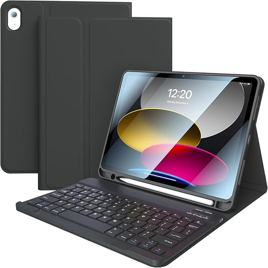 iPad 11th10th Generation Case with Keyboard (10.9", 2022) Smart Keyboard Folio Cover with Pencil Holder Detachable Wireless Bluetooth Keyboard Case Auto Wake/Sleep for iPad 10th Gen (Black)