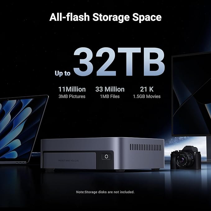 UGREEN NAS DXP480T Plus 4-Bay All-Flash SSD NAS, Intel i5 1235u 10-Core CPU, 8GB DDR5 RAM, Built-in 128G SSD, 10GbE Port, Wi-Fi 6, 4xM.2 NVMe Slots, 8KHDMI, 2xTBT4, Network Attached Storage (Diskless)