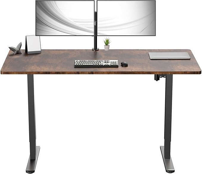 VIVO Electric 60 x 30 inch Stand Up Desk, Height Adjustable, Rustic Vintage Brown Top Black Frame, Home and Office Furniture Sets, DESK-KIT-0B6N
