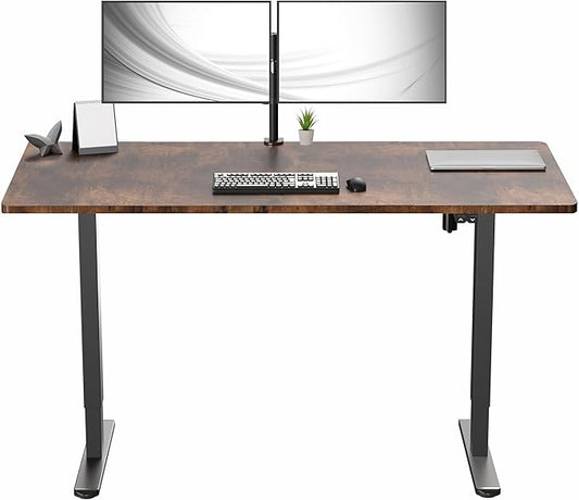 VIVO Electric 60 x 30 inch Stand Up Desk, Height Adjustable, Rustic Vintage Brown Top Black Frame, Home and Office Furniture Sets, DESK-KIT-0B6N