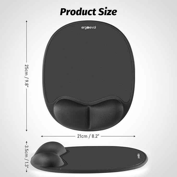 Ergonomic Mouse Pad with Skin-Friendly Lycra Memory Foam Wrist Rest, Easy-to-Clean Smooth PP Surface, and Non-Slip PU Base – Ideal for Vertical, Ergonomic, and Office Mice (Jet Black)