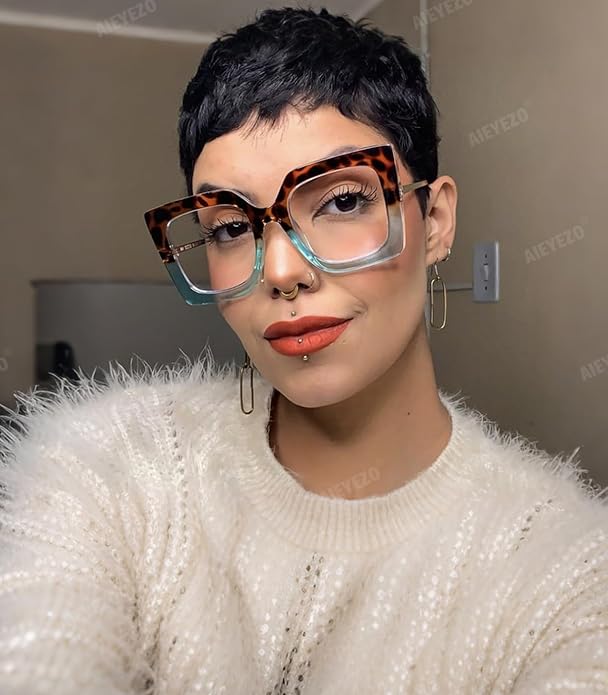 AIEYEZO Oversized Blue Light Glasses for Women, Anti Fatigue Prevent Headache Computer Eyeglasses