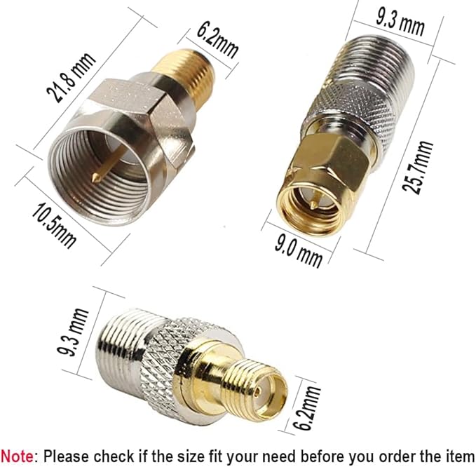 F Type to SMA Male Female Coax Connector Coaxial Adapter 2 Sets 6 Pcs