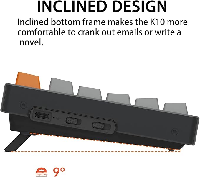 Keychron K10 Wireless Mechanical Gaming Keyboard, 104 Keys Full Size Gateron G Pro Brown Switch, White LED Backlight Rechargeable USB-C Wired Bluetooth Professional Office Keyboard for Mac/Windows