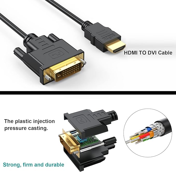 HDMI to DVI Cable 10-Pack, 6 Ft Bidirectional DVI-D to HDMI Male to Male High Speed Adapter Cable Support 1080P Full HD (10, Black)