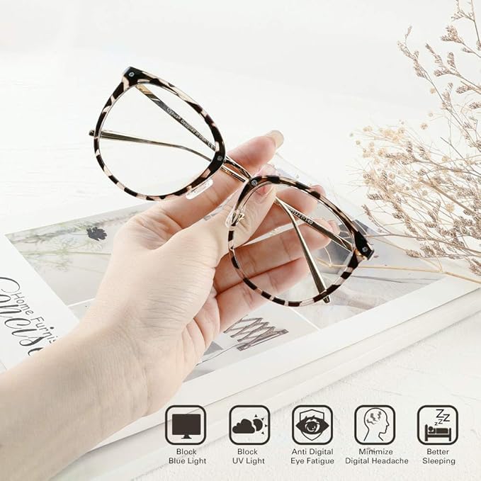 Cyxus 2 Pack Blue Light Glasses for Women, Blue Light Blocking Computer Eyeglasses for Woman Anti Eye Fatigue Eyewear Reduce Headaches