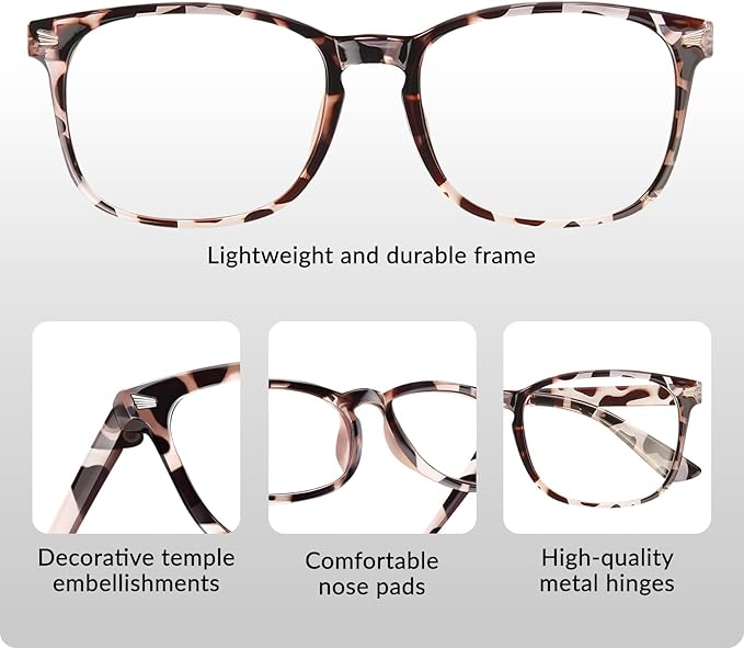 Blue Light Glasses for Woman Men | 99% Blue Light Blocking Glasses for Computer Gaming TV Phone Screen Square Frame | Anti Eyestrain & UV Glare Protection - 6 Pair