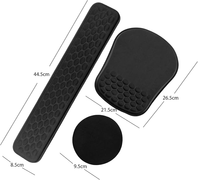 Black Wrist Rest for Keyboard and Mouse - Memory Foam Ergonomic Mouse Pad, Comfortable Arm Rest with Non-Slip Base for 60% 65% 75% Keyboard/Latop/Office/Home