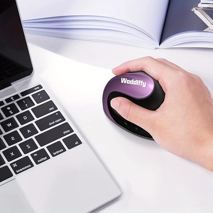 Ergonomic Mouse Wireless,Vertical Mouse with Silent Click Right Handed Small Mouses with 6 Buttons 1000/1200/1600 for Laptop,Desktop,PC, MacBook（Purple AA）
