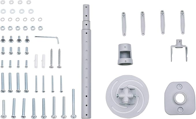 Ceiling Projector Mount Bracket with Adjustable Extendable Arms, Rotating Swivel Tilt for Home and Office Projectors (Extendable-Silver)