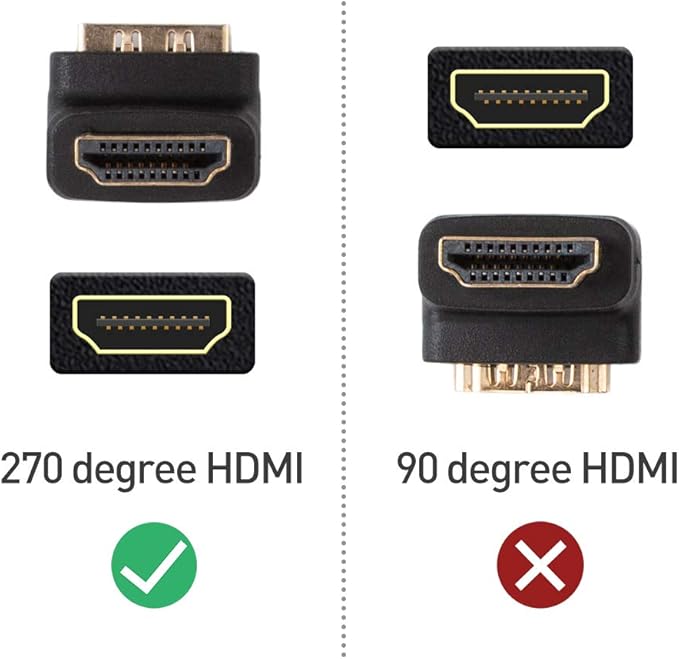 Cable Matters 2-Pack Right Angle HDMI Adapter (270 Degree HDMI Right Angle) with 4K and HDR Support