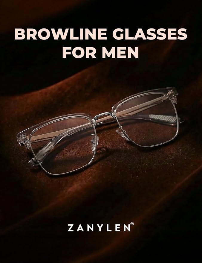 Blue Light Glasses Men Rectangle Large Browline Computer Gaming Glasses
