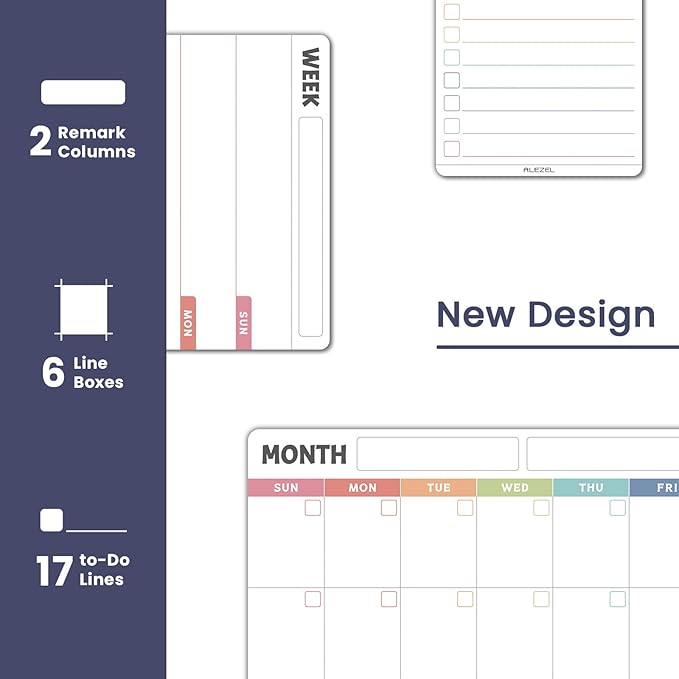 Magnetic Fridge Calendar Whiteboard, Dry Erase Calendar Set for Refrigerator - Vertical Monthly & Weekly Fridge Calendar with 1 List White Board, 4 Markers + Eraser