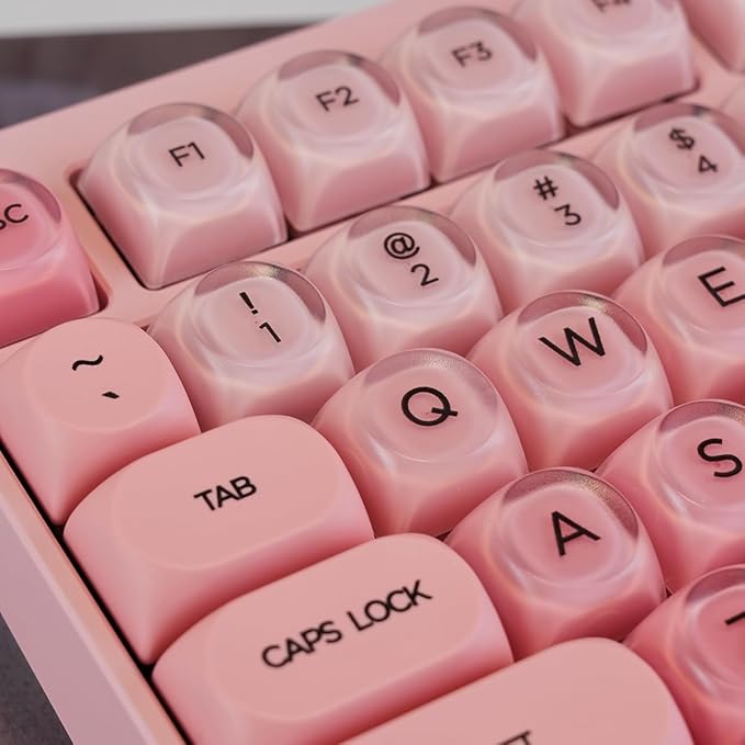 Sumgsn 132 Keys PBT Jelly Keycaps MOA Profile Sakura Pink Foundation Keycaps Comaptible with Wooting Keyboard 61/64/87/104/108 Cherry Mx Switches Mechanical Keyboards