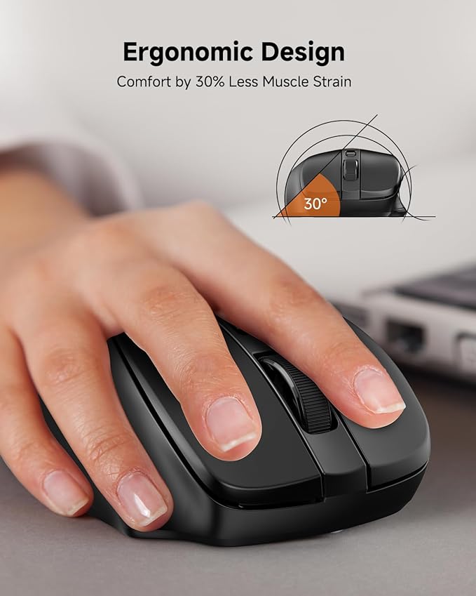Redragon Wireless Mouse for Laptop, 2.4G Optical Computer Mouse 5-Level 4000DPI, Office Cordless USB Mice, 6 Buttons, 18 Months Battery, Portable for PC, Chromebook, Wins, Mac, Small to Medium Hand