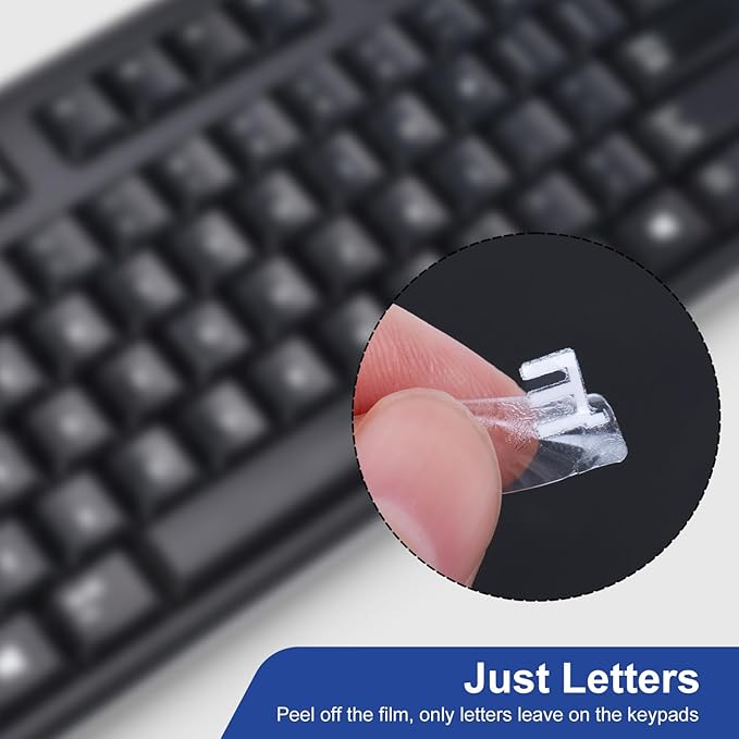 2PCS English Keyboard Letter Stickers - 3D Keyboard Letters Replacement Stickers English for Computer Laptop Desktop Keyboards, Borderless Alphabet Characters, Only Letter Leave on Keypads
