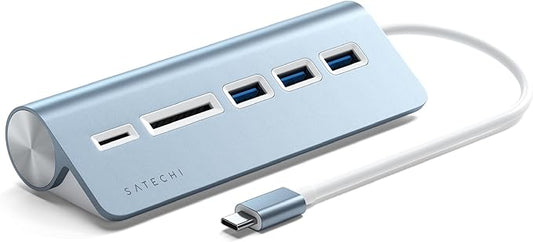 Satechi USB C Hub for Desktop, USB C Hub with 3 USB-A 3.0 Data Ports, Micro/SD Card Readers, USBC Hub for MacBook Air/Pro M5/M4, Dell, HP, Surface, Lenovo - Blue