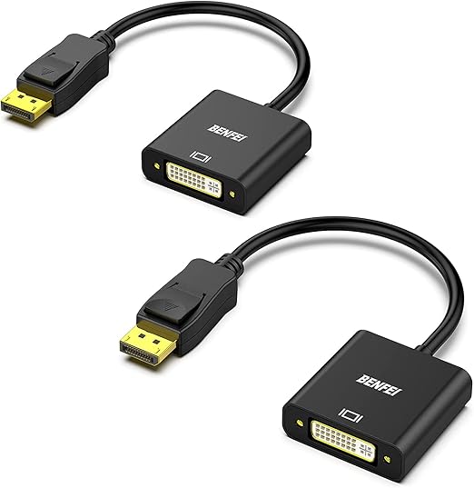 BENFEI DisplayPort to DVI Single Link Adapter 2 Pack,Uni-Directional Display Port Computer to DVI Screen Converter 1080P 60Hz Male to Female Black Compatible for Lenovo, Dell, HP and Other