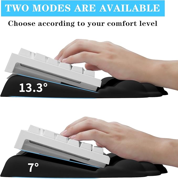 Computer Keyboard Stand with Wrist Rest, Ergonomic Tilted Keyboard Holder - Keyboard Riser with Wrist Pad - Keyboard Tray Support for Office Home -Cloud Set Black