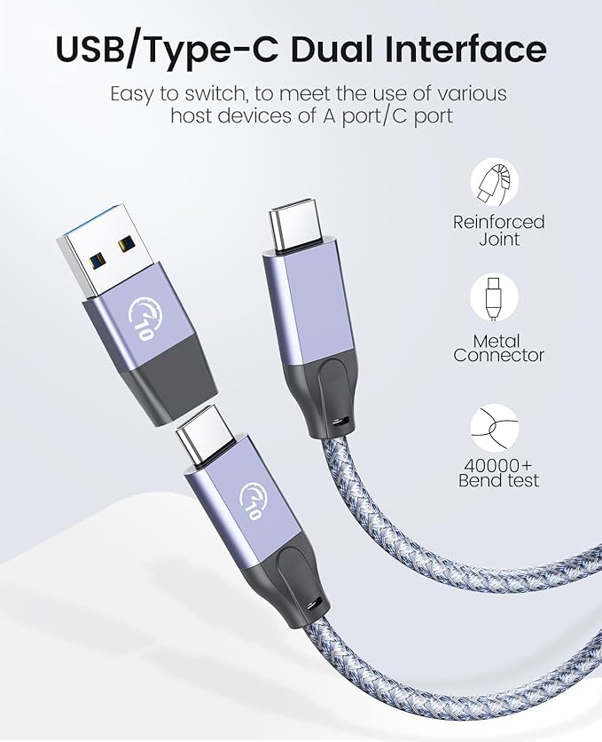 ORICO 7 Port USB Hub 10Gbps, Aluminum USB 3.2 Gen 2 Hub, 6 USB 3.2 Data Ports, PD 60W Ports, 1.64Ft C to C Cable, USB Data Hub for Laptop