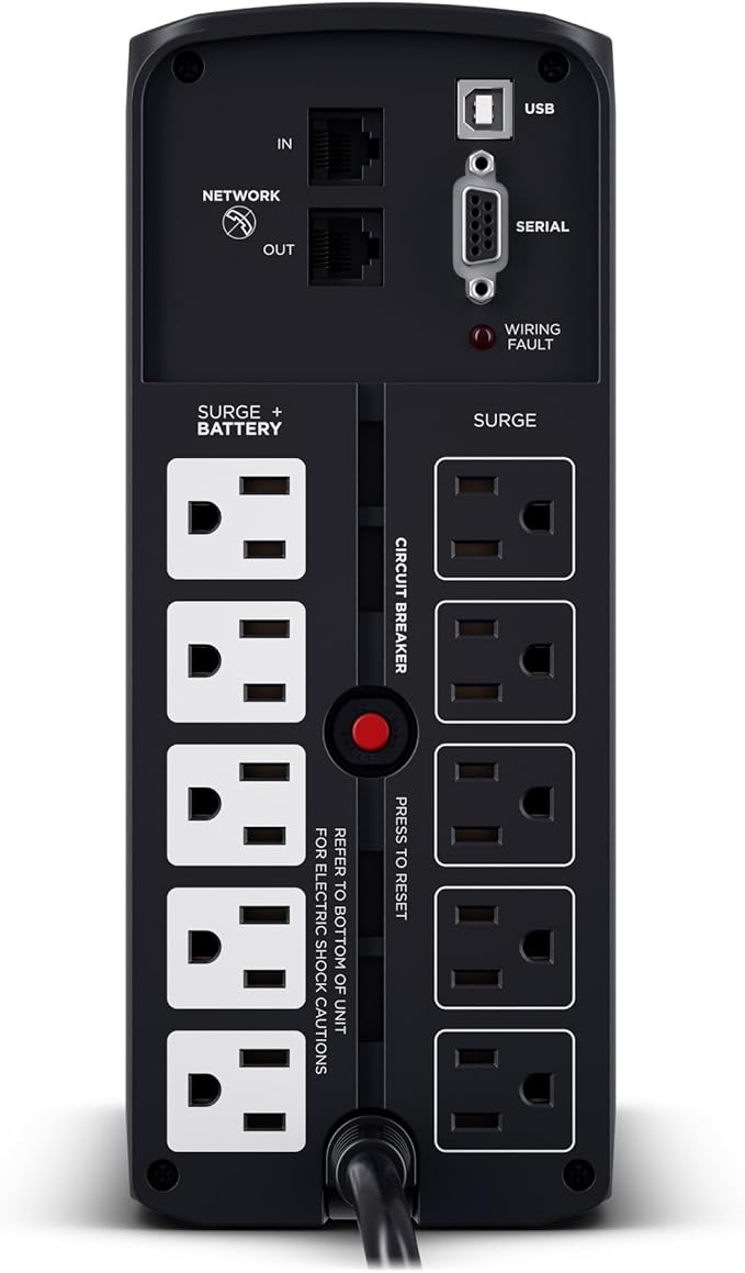 CyberPower CP850PFCLCD PFC Sinewave UPS Battery Backup and Surge Protector, 850VA/510W, 10 Outlets, AVR, Mini-Tower, UL Certified