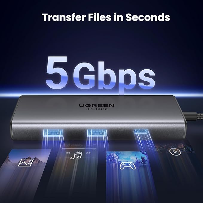 UGREEN Docking Station, Revodok 206 USB C Hub (6-in-1) with Dual 4K@60Hz, Single 8K@30Hz, 100W Power Delivery, 3X 5Gbps USB Data Ports, USB-C Dock for Thinkpad, HP, Dell Laptops and More