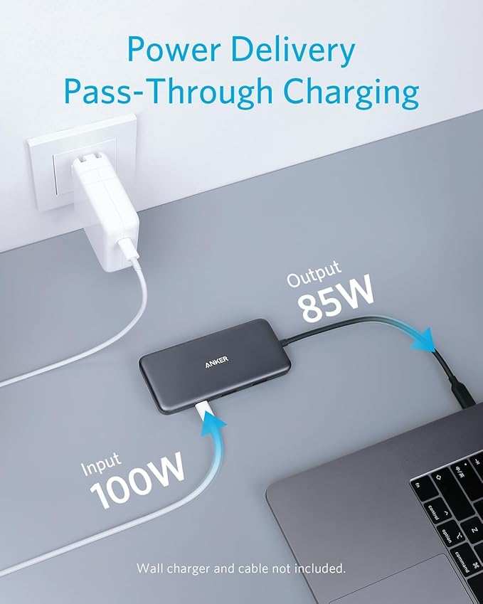 Anker USB C Hub 7-in-1 (10 Pack), with 4K HDMI, 85W Power Delivery, USB-C and 2 USB-A 5Gbps Data Ports, microSD and SD Card Reader, for MacBook Air, MacBook Pro, XPS, and More
