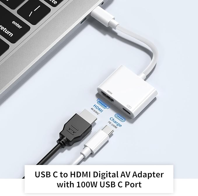 USB-C to HDMI Adapter 4K@60Hz for iPhone 15 16 MacBook Pro Air iPad Pro, USB 3.1 Type C Digital AV HDMI 2.0 Cord Compatible with Samsung Galaxy S25/S24/S23/S22, Pixelbook, XPS and More