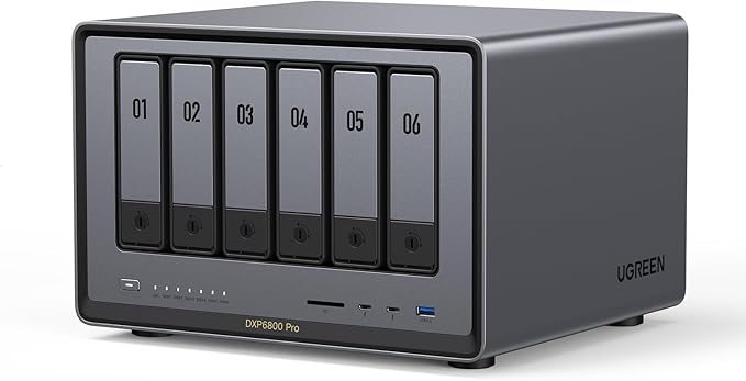 UGREEN NAS DXP6800 Pro 6-Bay Desktop NAS, Intel i5 1235u 10-Core CPU, 8GB DDR5 RAM, Built-in 128G SSD for System, 2X 10GbE, 2XM.2 NVMe Slots, 8K HDMI, 2XTBT4, Network Attached Storage (Diskless)
