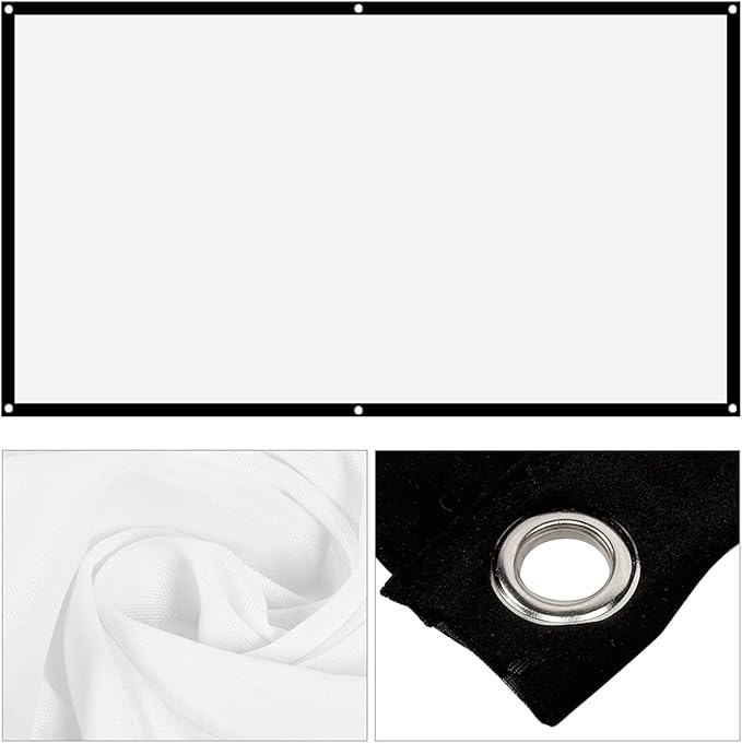 100 inch 16:9 Thicken Portable Non Crease Foldable Projection Screen,Soft White Polyester Projector Curtain Projection Screen,Suitable for Home Theater, Conference, Outdoor Camping Movie