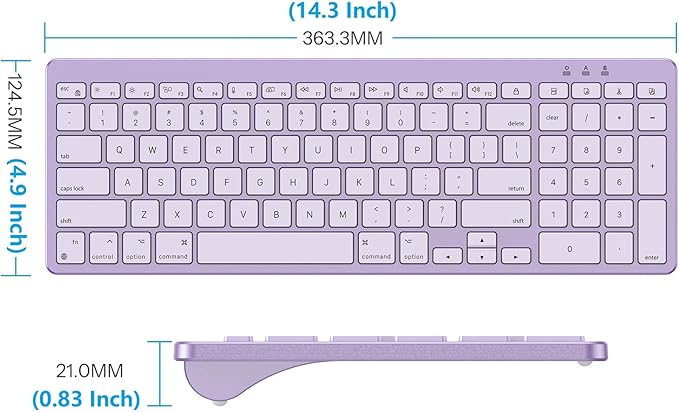 OMOTON Wired Keyboard Compatible with Mac, with Dual Interface (USB and Type-C), Numeric Keypad Compatible with MacBook Pro/Air, iMac, Mac mini/Pro Laptop, Purple