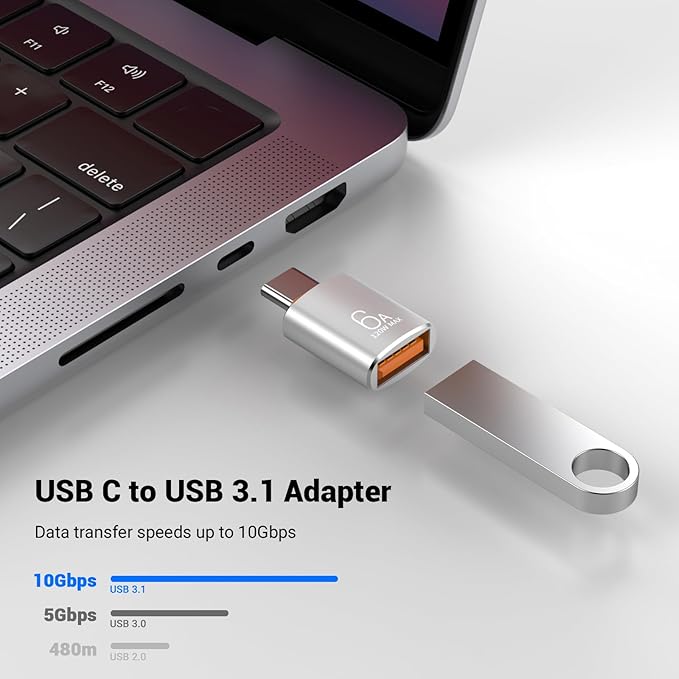 10-Pack 10Gbps/120W USB C to USB Adapter & C Male to 3.1 Female Charger,Compatible with MacBook Pro/Air, iPhone 17 16 15 Pro Max/15 Plus/14 13 12 Samsung Galaxy S25/S24/S23/S22(Sliver)