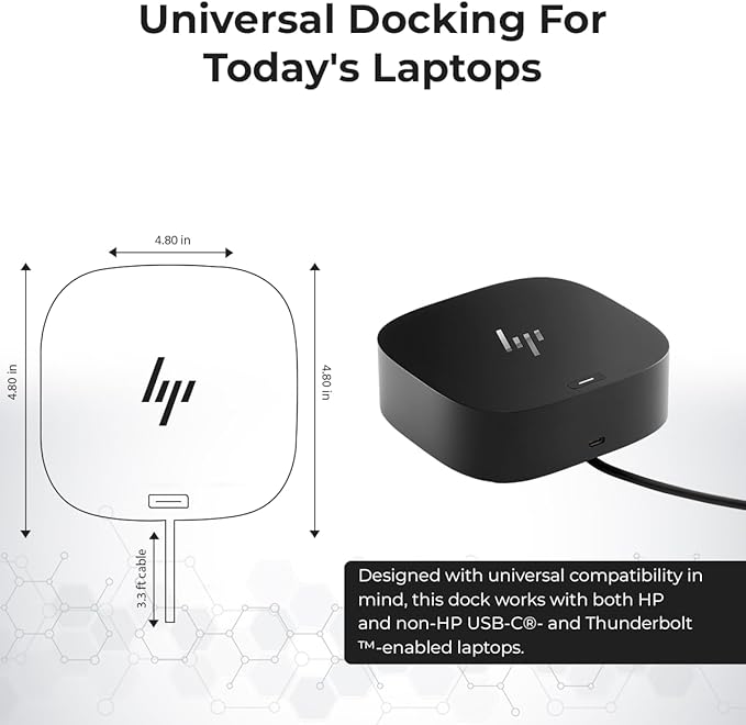 HP Docking Station for Laptop Dual Monitor and Charging Bundle - USB-C G5 Dock 5YH27AV#ABA with 120W Adapter + HDMI Cable + DisplayPort Cable + USB-C Cable + Microfiber Cloth (Renewed)