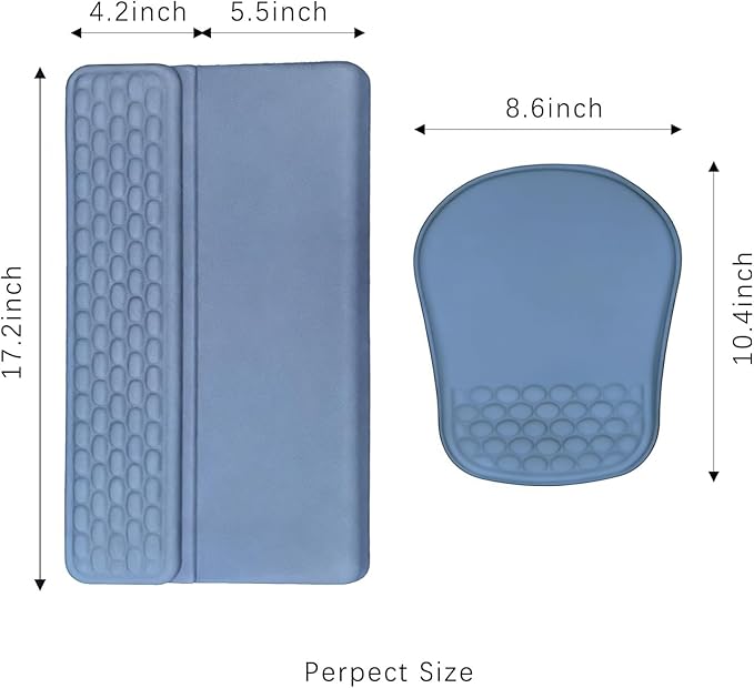 Keyboard Wrist Rest -Ergonomic Mouse Pad- with Carpal Tunnel Pain Relief Massage Bumps and Full Memory Gel Design - Ideal Frequent Computer (Grey)
