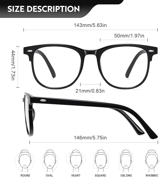 Okany Blue Light Blocking Glasses for Women Men Woman Black Computer Screen Filter Gaming Glasses Womens Mens 99.9% Blue Light Blocker Round Fashion Eye Glasses