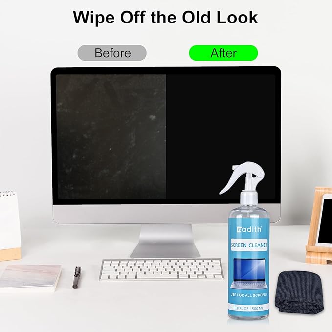 17.9 OZ Screen Cleaner Spray Cadith Touchscreen Cleaning Kit for TV Screen, Computer, Laptop, Phone, Ipad - Electronic Cleaner with Blush