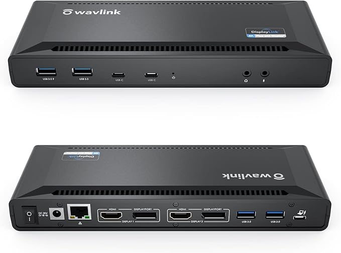 WAVLINK 4K Universal USB C Docking Station Dual Monitors, Displaylink Dock, 100W PD Charging for MacBook M1/M2, Thunderbolt 4/3, USB-C Windows Mac, 2 DisplayPort & 2 HDMI, Ethernet, Audio