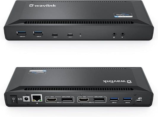 WAVLINK 4K Universal USB C Docking Station Dual Monitors, Displaylink Dock, 100W PD Charging for MacBook M1/M2, Thunderbolt 4/3, USB-C Windows Mac, 2 DisplayPort & 2 HDMI, Ethernet, Audio