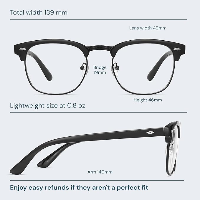 racico Blue Light Glasses for Men – Computer Gaming Blocking Glasses Anti Eyestrain, UV Clear Lens, Vintage Blue Blockers