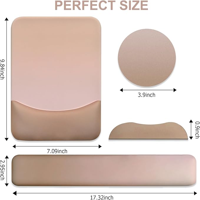 Gel Mouse Pad with Wrist Rest, Ergonomic Keyboard Wrist Rest and Wrist Rest for Computer Keyboard, Typing Pain Relief, Non-Slip Base Rectangular Memory Foam Mousepad for Gaming, Office, Mocha Sand