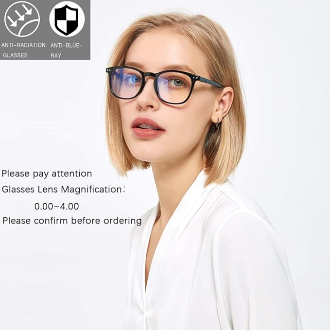 Henotin 3 Pack Blue Light Blocking Reading Glasses,Spring Hinge Computer Readers for Men Women,Anti UV Ray Filter Eyeglasses (3 Pairs Black, 0.00)