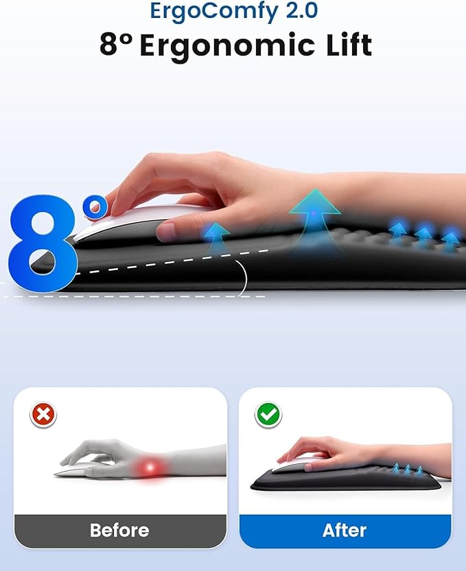 Vaydeer Keyboard Stand and Mouse Pad Set with Wrist Rest, Soft Memory Foam Wrist Support, Ergonomic Wrist Cushion for Desk, Relieves Carpal Tunnel Pain, Palm Hand Typing for Office, Home, Gaming