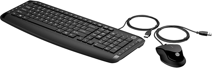 HP Pavilion Wired Keyboard and Mouse 200 (Black) - USB-A Plug-and-Play - Full-Sized Keyboard with Numeric Keypad, Enhanced F1-F12 Keys, & 12 Hotkeys - 1600 DPI Mouse - Windows Compatible (9DF28AA#ABL)