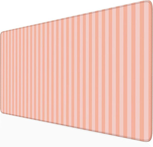 Orange Pink Striped Desk Mat Cute Pastel XXL Large Gaming Mouse Pad Desk Pad Kawaii Aesthetic Cozy Keyboard Laptop Computer Mat Home Office Decor for Women
